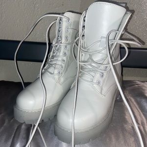 White Dolls Kill Lace Up Combat Boot